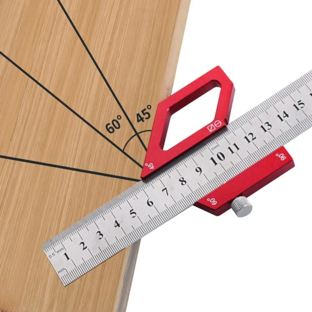 Multi-Function Woodworking Steel Ruler High Precision Aluminum Alloy Ruler Locator Accurate Measurement Laser Etched