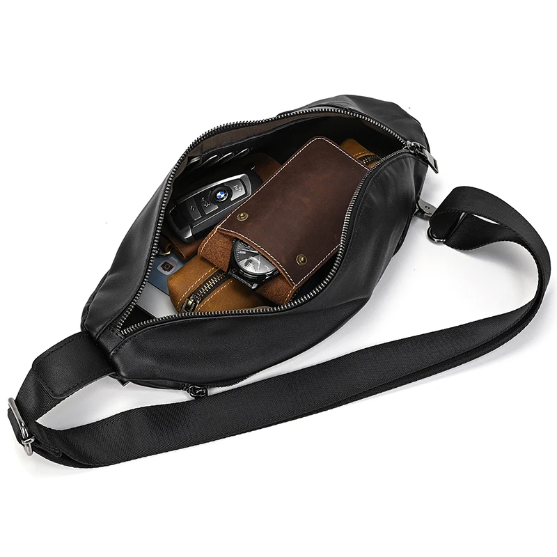 Newsbirds Leather Chest Bag genuine leather cross body bag for men male leather sling bag chest pack single shoulder bag