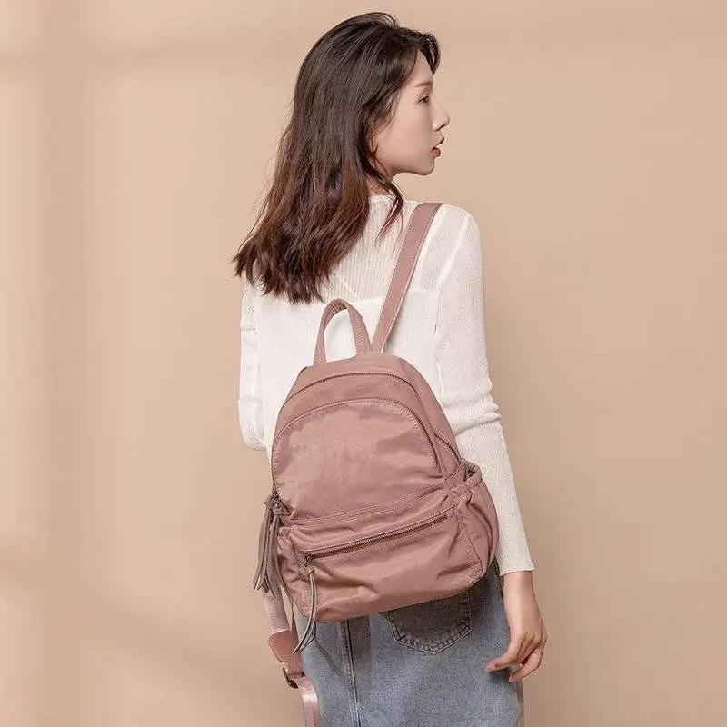 Sac à dos en toile simple avec fermeture éclair pour femme, sac à dos de voyage décontracté pour fille, mode coréenne, nouveau, petit, frais