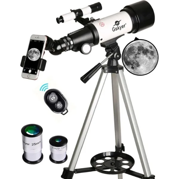 

Gskyer Telescope, 70mm Aperture 400mm AZ Mount Astronomical Refracting Telescope for Kids Beginners - Travel Telescope