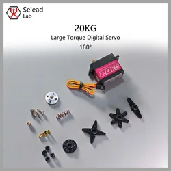 Seleadlab 20KG Digital Servo 180 Degree With Metal Round Servo Horn All Metal Gear RC Servo For Cars Toys Robot EREC