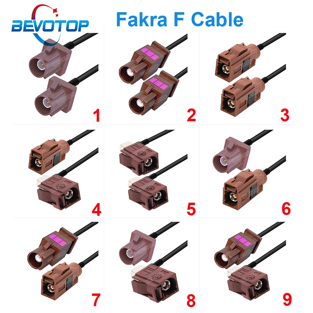 10PCS/LOT Wholesales Fakra F Male / Female RG174 Pigtail for TV SDARS Camera Connection Cord BEVOTOP Custom-Made Fakra Jumper