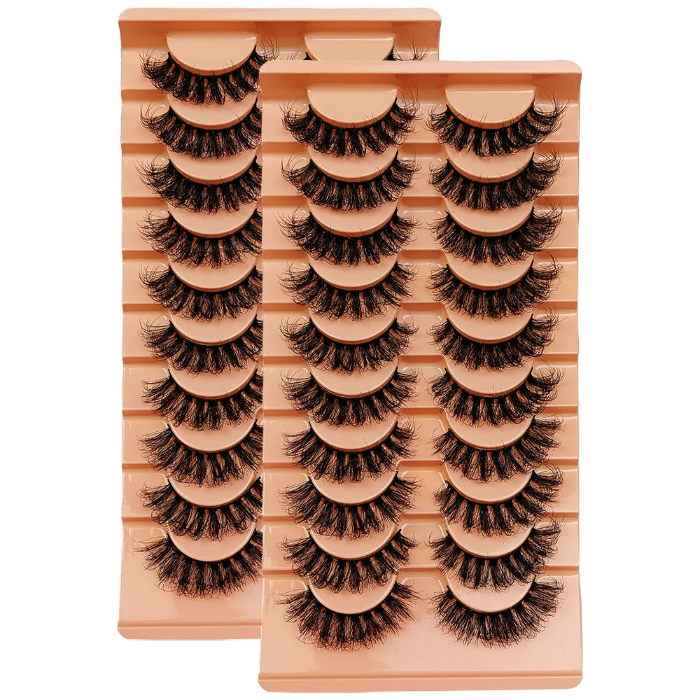 20 pares/2 pacote russo tira cílios dramáticos fofos cílios postiços falso vison fino olhar bagunçado cílios postiços