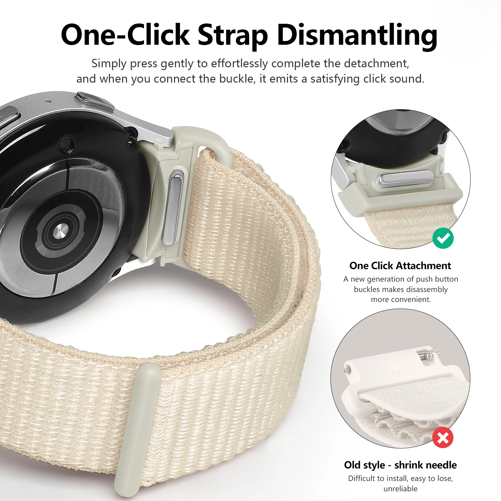 No gaps Band For Samsung Galaxy Watch 7 6 FE 4 Classic 5 pro 44mm 40mm 47mm 45mm Nylon Loop bracelet correa Galaxy Watch 7 Strap