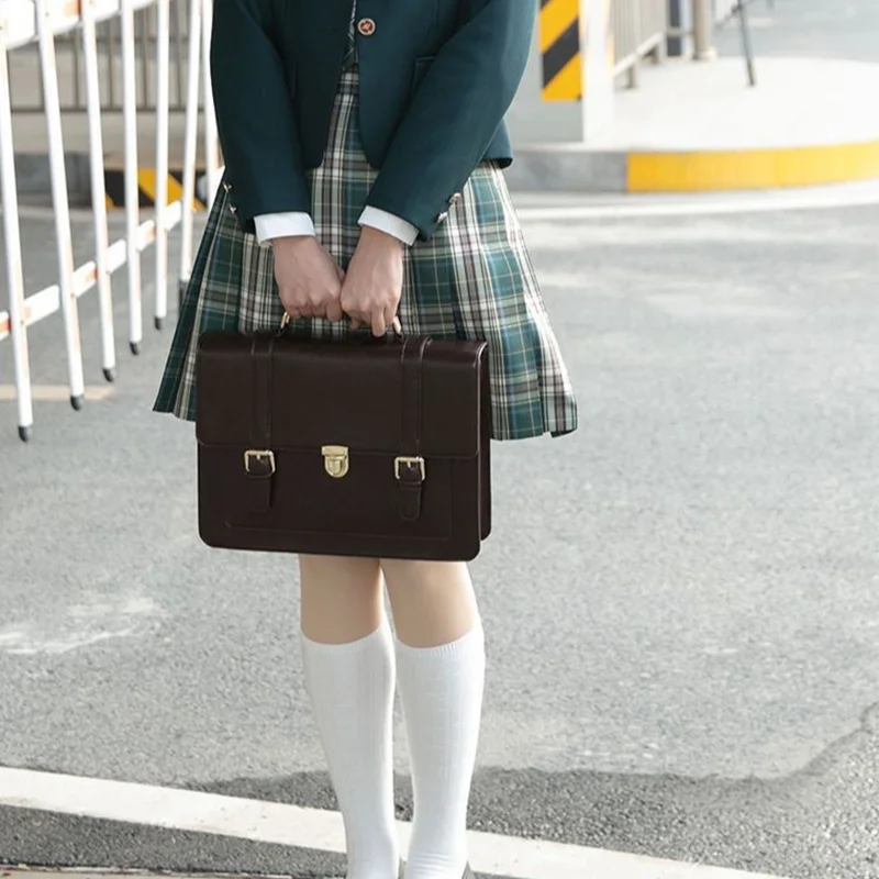 ﻿   Japanische Studenten Handtasche Schultasche Retro PU Rucksack JK Uniform Taschen Umhängetasche Große Kapazität Messenger Bag Cambridge Tasche