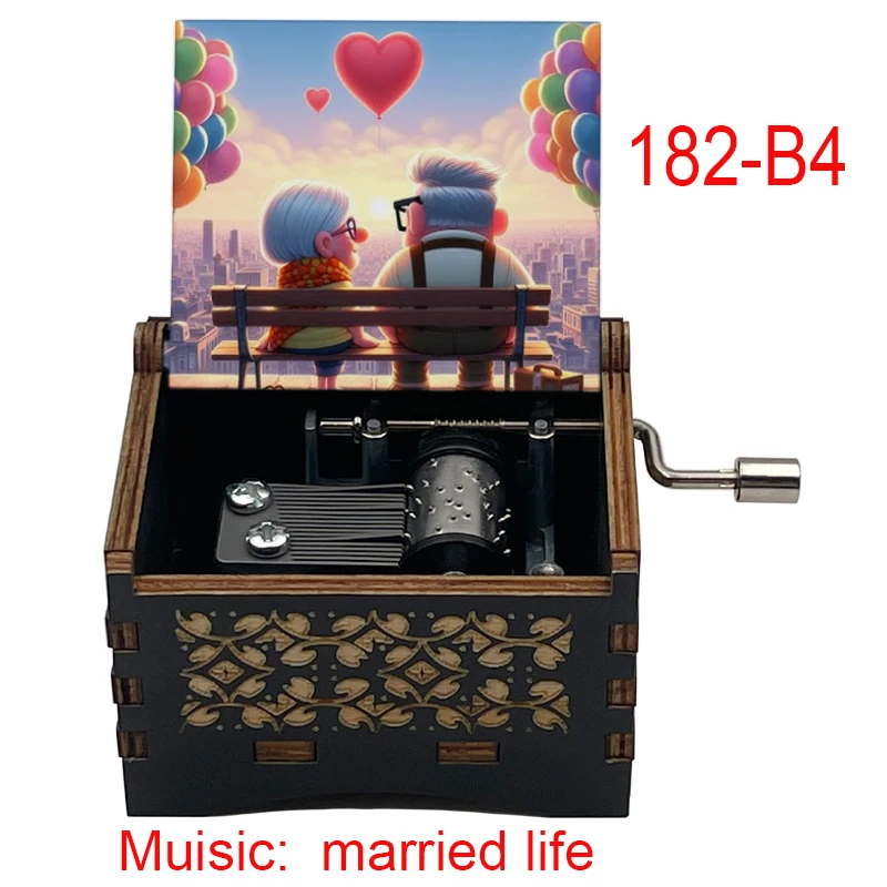 Married Life Musical box Hand wooden music box for boyfriend girlfriend husband wife birthday gift