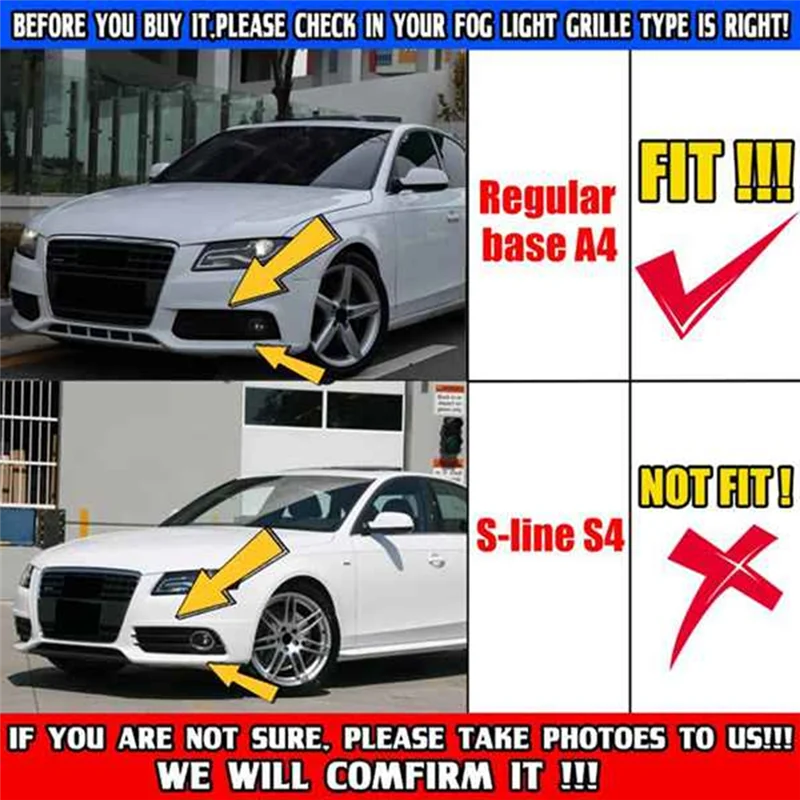 المصد الأمامي للسيارة شبكة خفيفة للضباب غطاء مصبغة 8KD807682 8KD807681 Foraudi A4 B8 2009-2012 غطاء خفيف للضباب