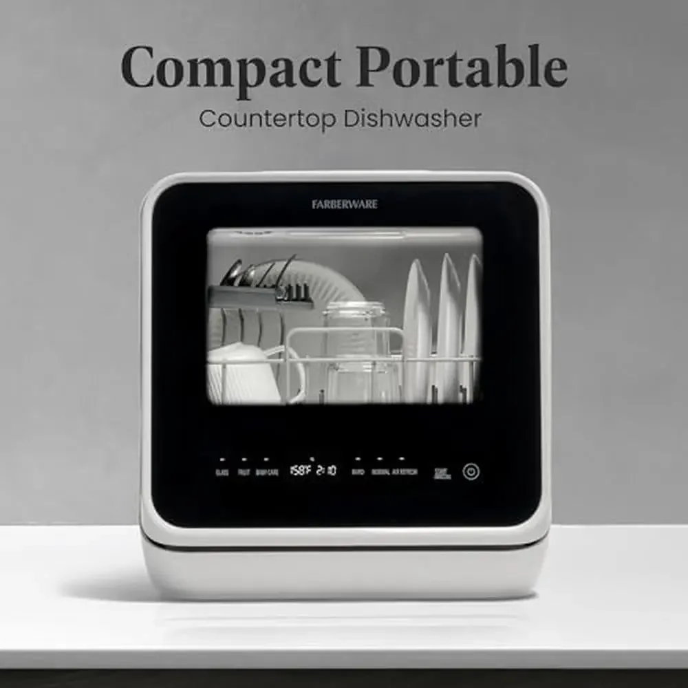 Portable Countertop Dishwasher 5L Water Tank 5-Program System Home RV Apartment Dishes Glass Baby Wash Compact Easy Use LED