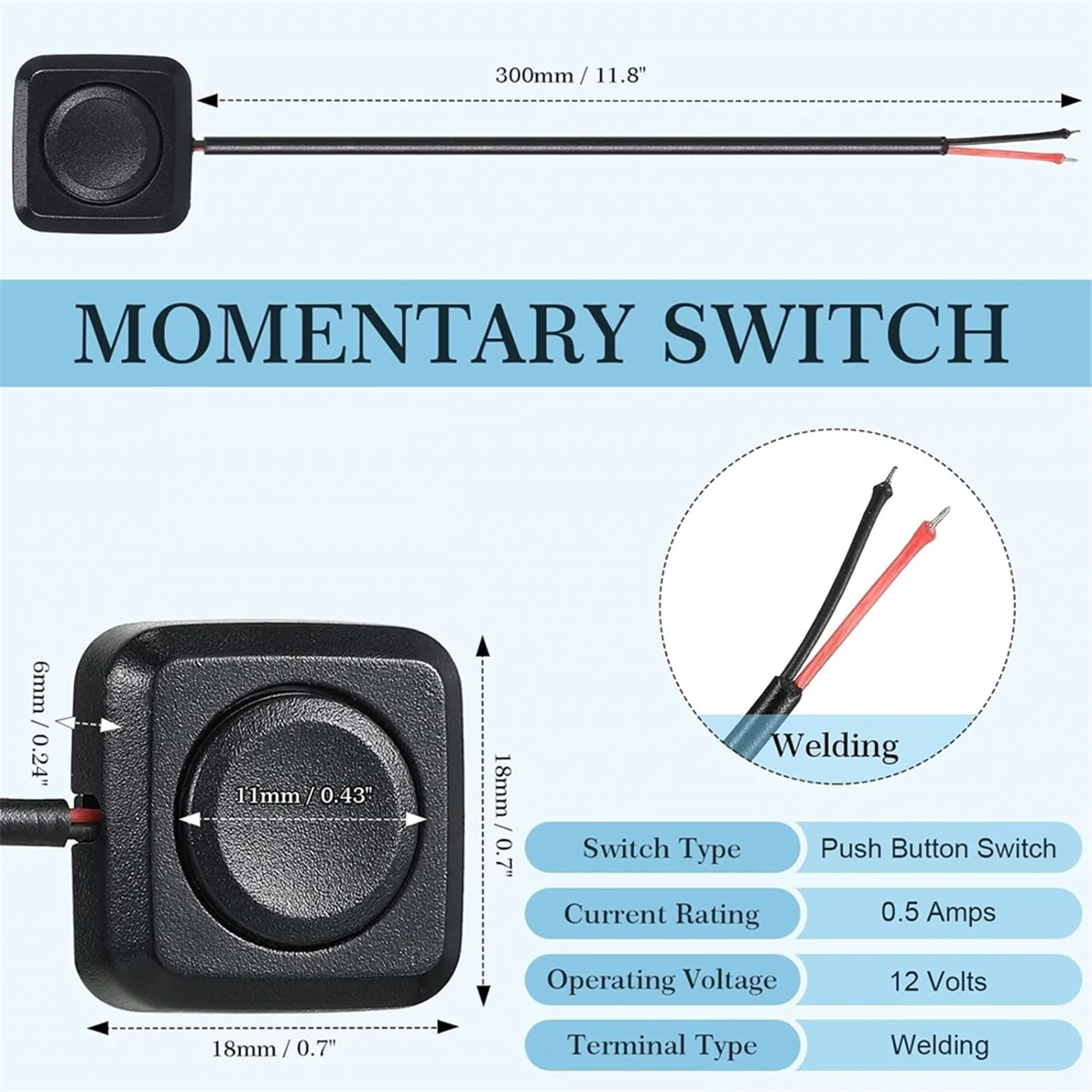 Botão de pressão momentâneo Off Switch, montagem em superfície, fácil instalação para experimento eletrônico, 12V, 24V, 10pcs