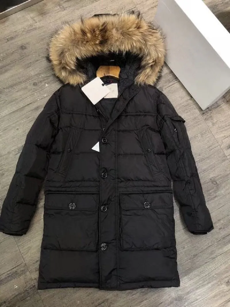 Doudoune longue à capuche pour hommes, Parka chaude décontractée, Coupe-vent, Blanc, Noir, Marque de luxe célèbre, Mode d'hiver