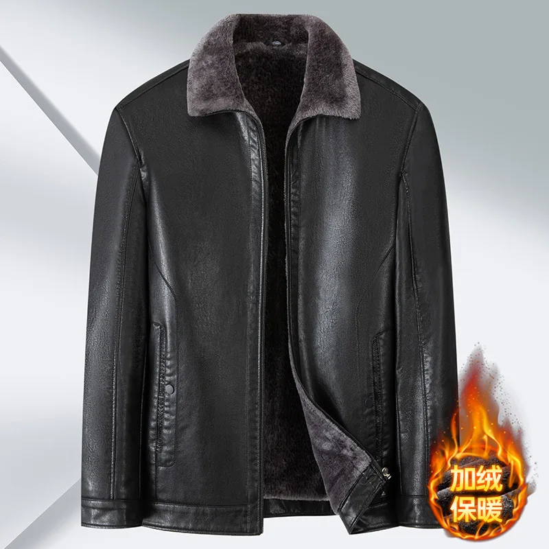 

Plus Size Men's PU Leather Jacket Male Tide Winter Extra Large Men Loose Man Leather Jacket Fleece 8XL 7XL Waterproof Jacket