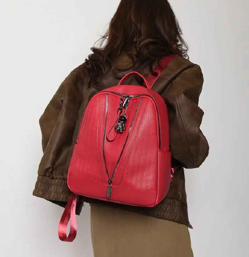 

2026 New Fashion Korean Large Capacity Soft Leather Travel Backpacks Women's Casual Shoulder Bags Totes School Bag Backpack
