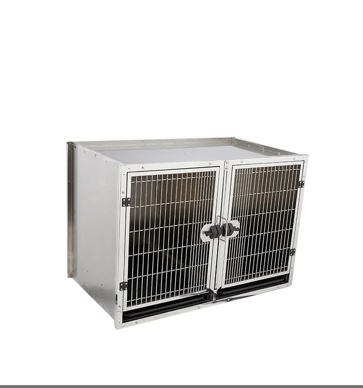 a forYM-KA505L in Stock Simple Stainless Steel Pet Cage Plastic Tray Box Packaging Veterinary Hospital Isolation Kennel