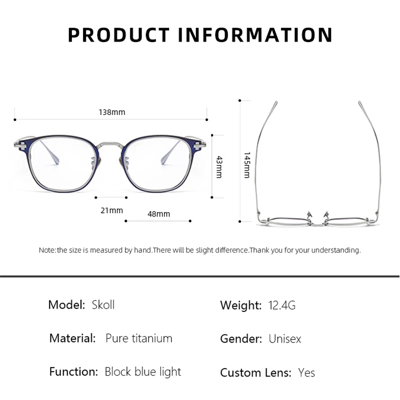 BLMUSA Ultralight Pure Titanium Retro Men Eyewear Frame Anti Blue Light Reading Glasses Myopie Photochromic Prescription Glasses