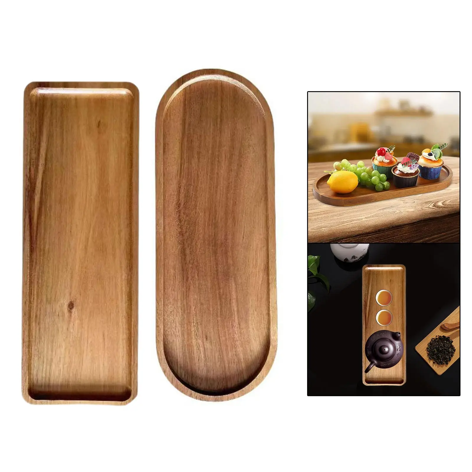 Wooden Tray Counter Organizer Sushi Food Decorative Wooden Plate Food Tray for