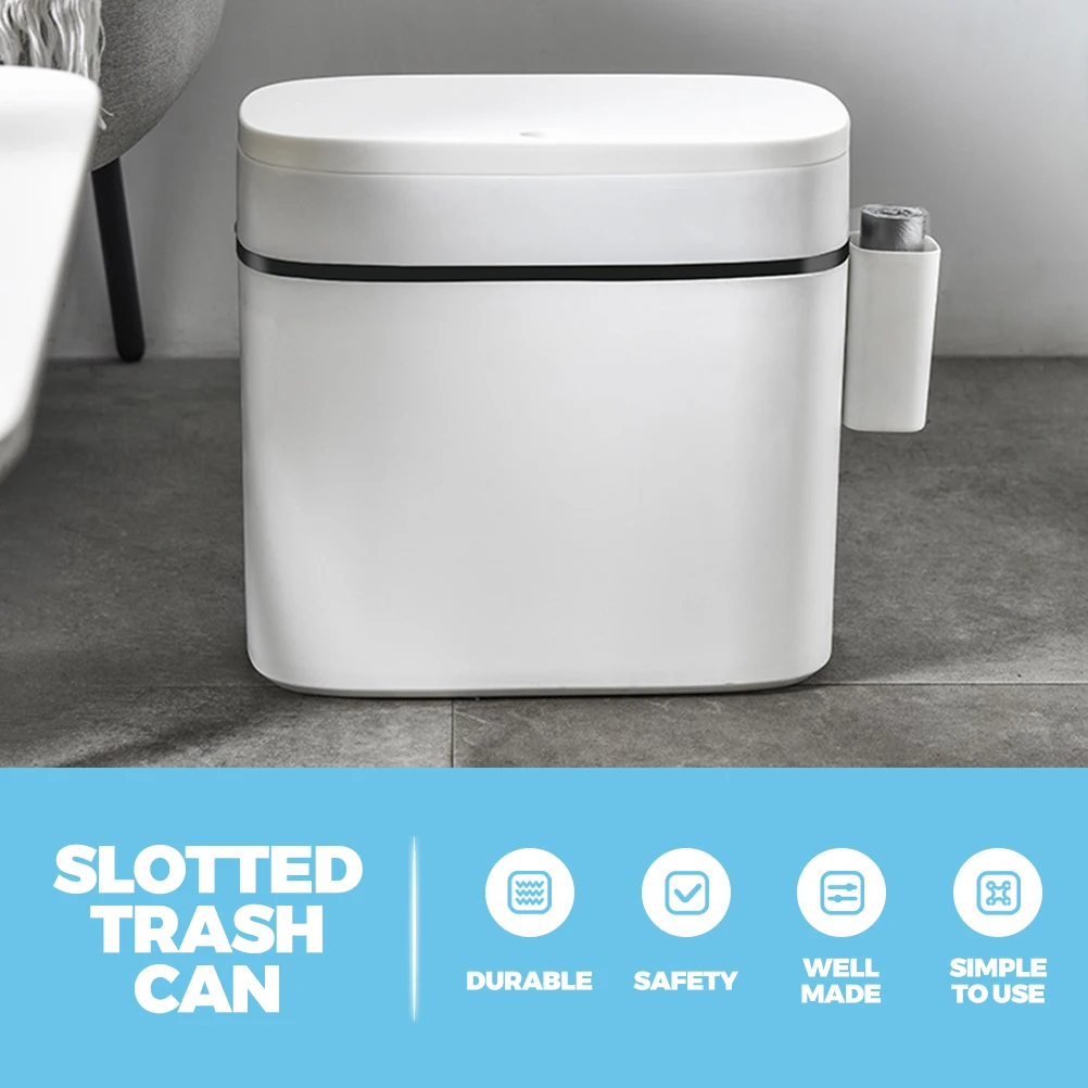 

Plastic Press Trash Can Rubbish Bin for Kitchen Bathroom Easy to Clean Household Garbage Bins Storage Container Simple Color Lid