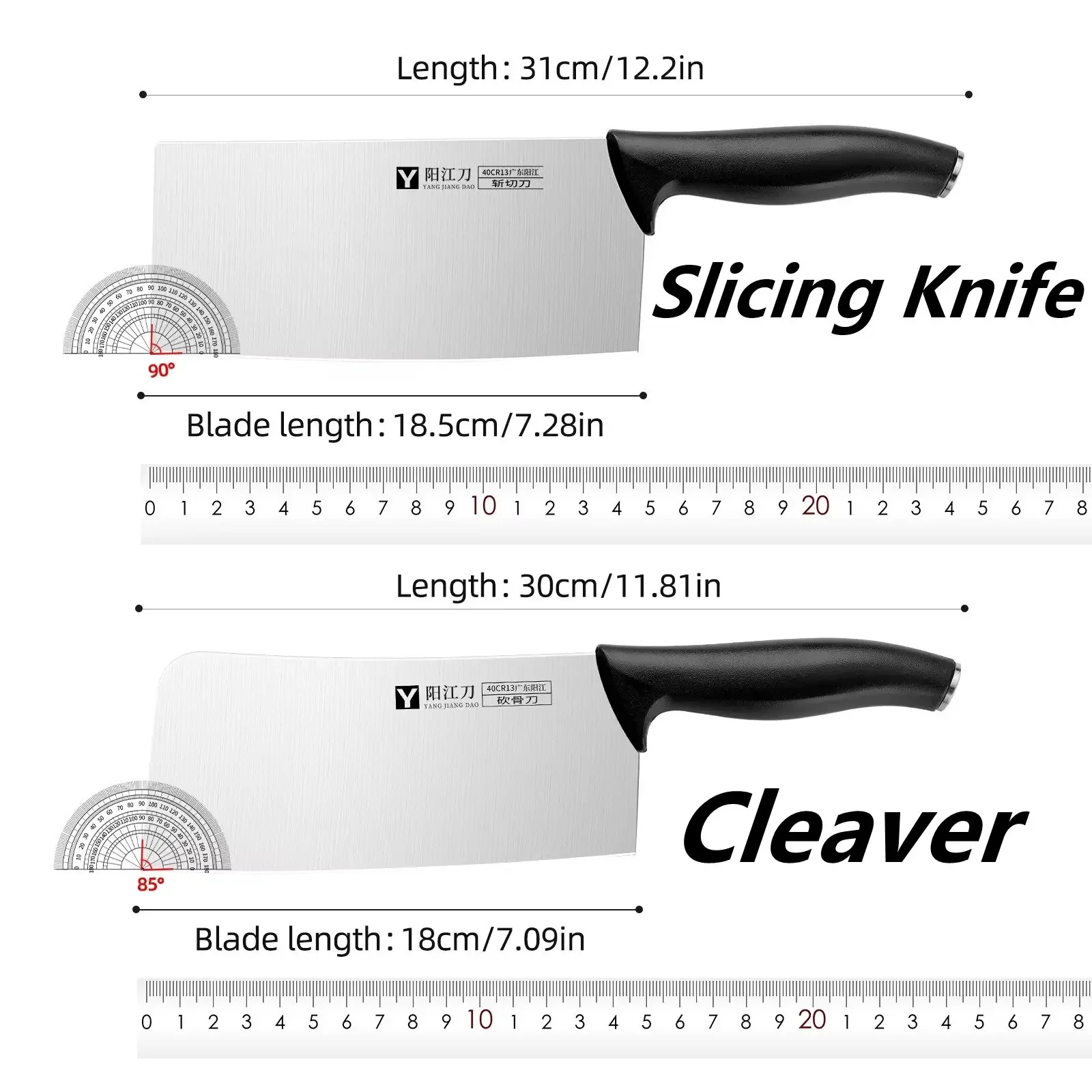 Meat Cleaver Slicer Stainless Steel Chef Kitchen Knife Bone Chopping Knife & Vegetable Cutting Knife, All-Purpose Kitchen Tool
