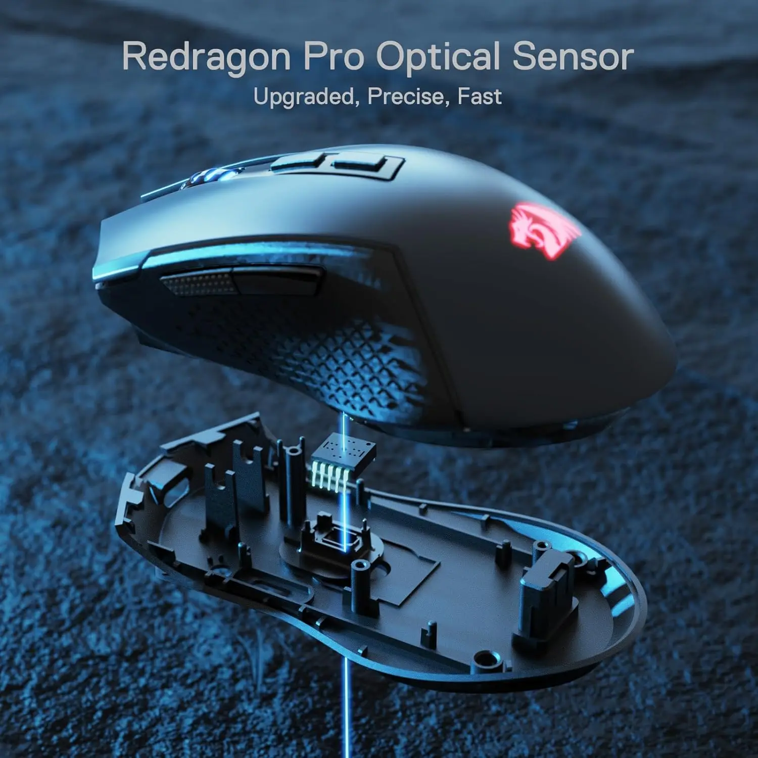 Redragon M693 LIT Wireless Gaming Mouse, 12800 DPI Mice w/ 3-Mode Connection, BT & 2.4G Wireless, 7 Macro Buttons