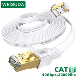 Kedi 8 Ethernet kablosu 40Gbps 2000MHz yüksek hızlı Rj45 Internet ağ kablosu 5M 10M 15M 20M 30M korumalı yama kablosu Cat8 Lan kablosu