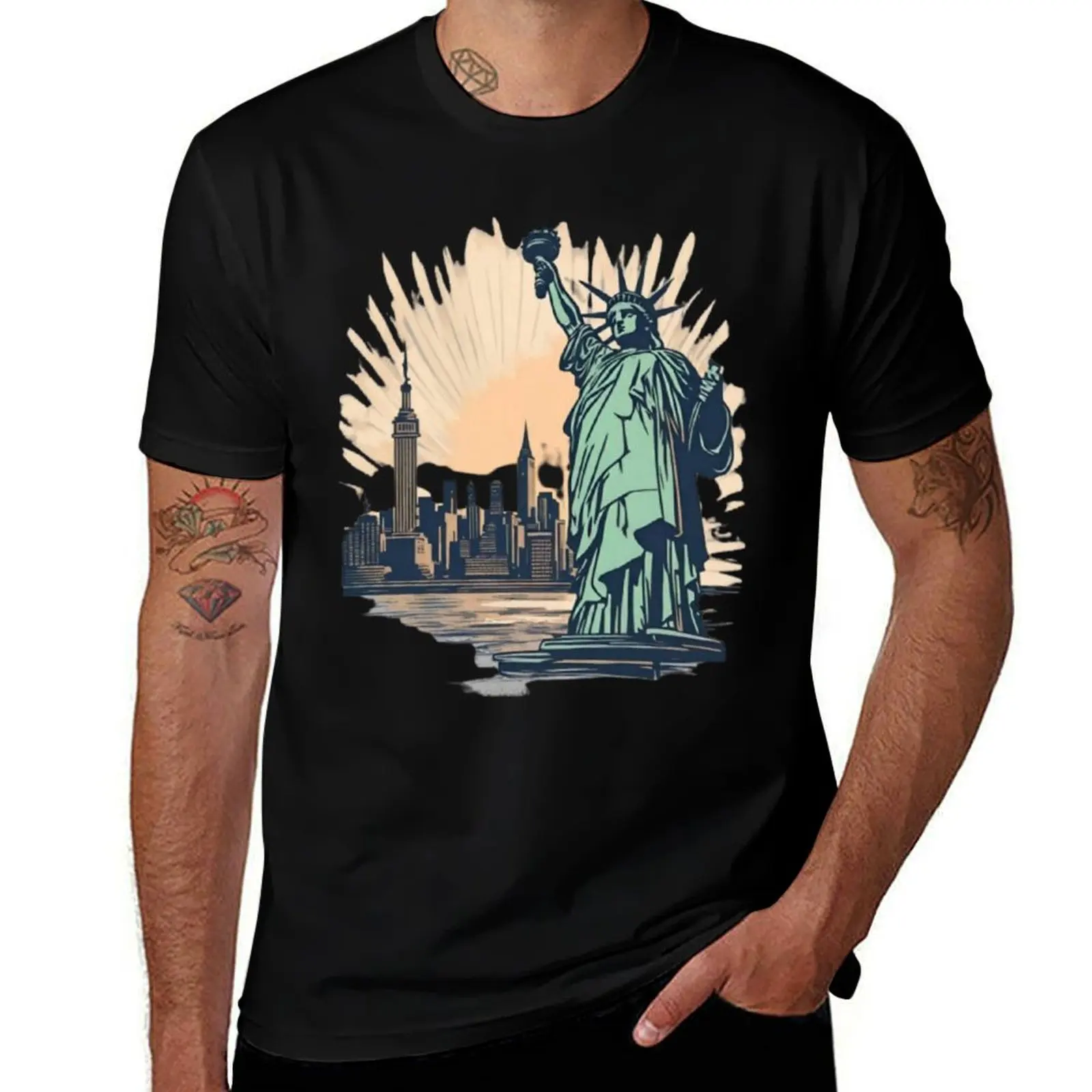 

New York Public Library ,statue of liberty T-Shirt t shirts for man pack white funny t shirts man T-Shirt