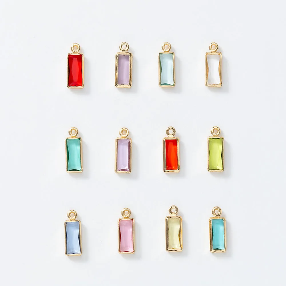 50pcs/ Bag Fashion December rectangular birthday stone pendant and connector DIY women's necklace earrings bracelet accessories