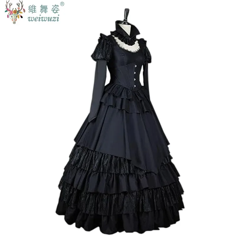 Elegante Vintage negro de manga larga renacentista guerra Civil gótico victoriano vestidos de baile Medieval Halloween gótico vestido victoriano