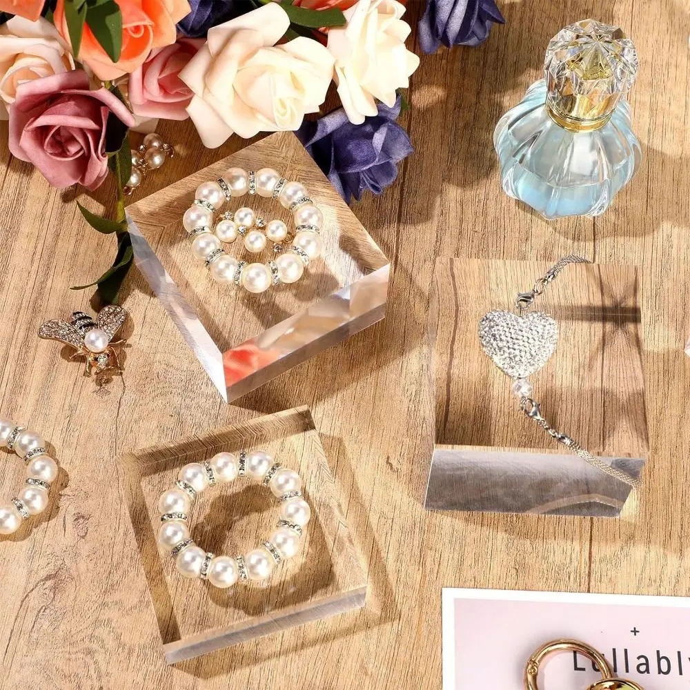 Solid Jewelry Display Riser Stands Polished K9 Crystal Collection Show Holder Transparent Thickness