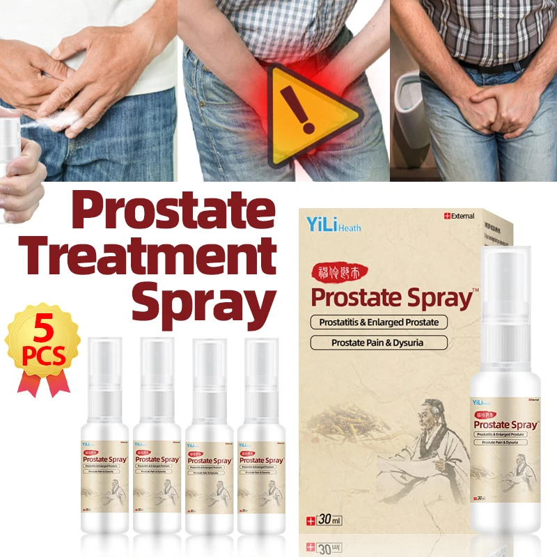 5bottles Men Prostate Treatment Spray Treating Prostatitis Medical Prostatic Health Product Massage Medicine Prostate Shrinking