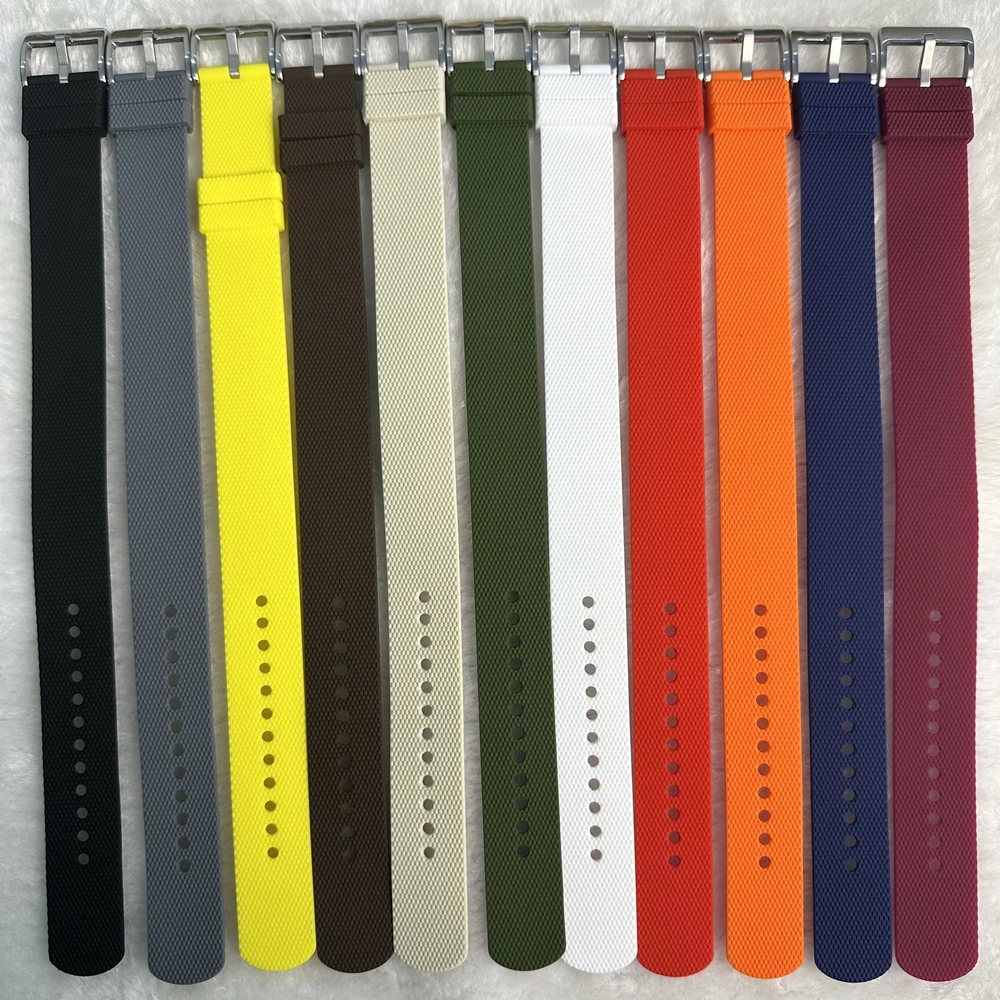 Pulseira de Relógio de Silicone de 20/22mm, Banda Impermeável, Padrão Elástico Premium, Universal, Vermelha, Marrom, Cinza, Laranja