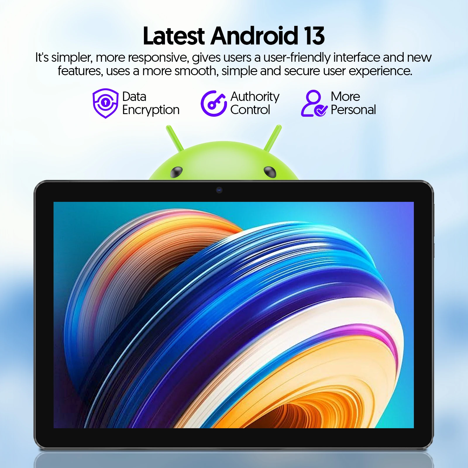 แท็บเล็ต Android 13 ขนาด 10 นิ้ว, โปรเซสเซอร์ Quad-Core, RAM 7GB (ส่วนขยายหน่วยความจํา 3G + 4G), ROM 64GB, Bluetooth, WiFi, แบตเตอรี่ 6000mAh