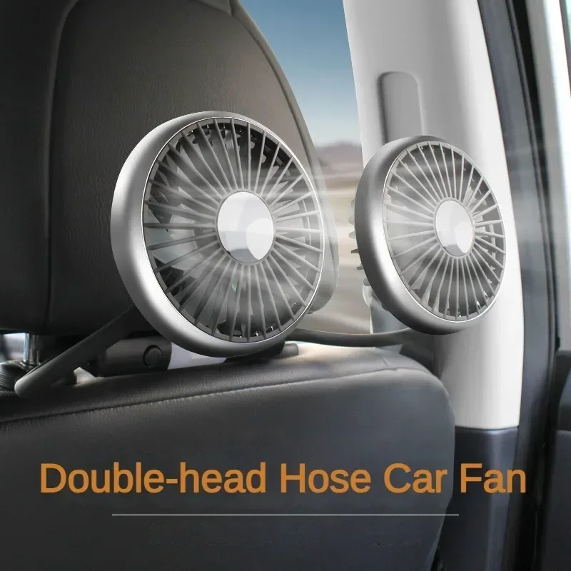 

Car USB Cooling Fan 360 Degree Neck Rotation 2 Head Fan 3 Speed ​​Car Cooler with Light Seat Rear Powerful Fan Car Accessori