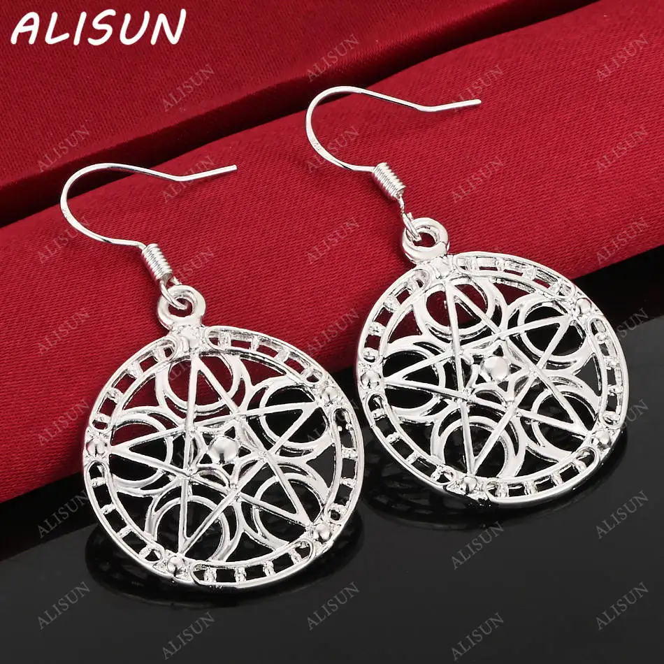 

ALISUN 925 Sterling Silver Hexagram Disc Earrings Drop Earrings Charm Trend Birthday Gifts Fashion Party Fine Jewelry