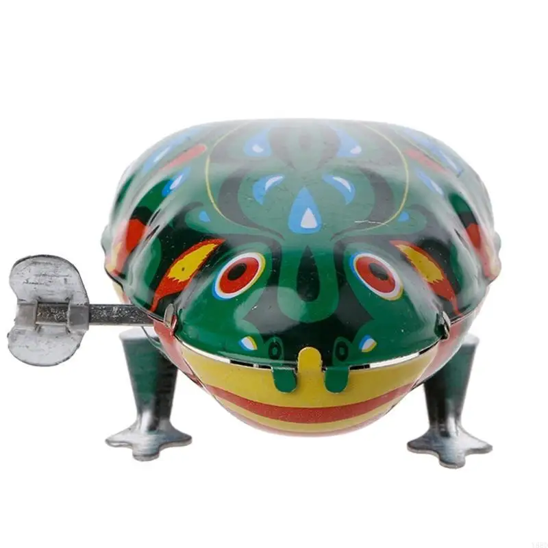 Metal clockwork jumping frog rooster mouse clockwork toy children fun game retro