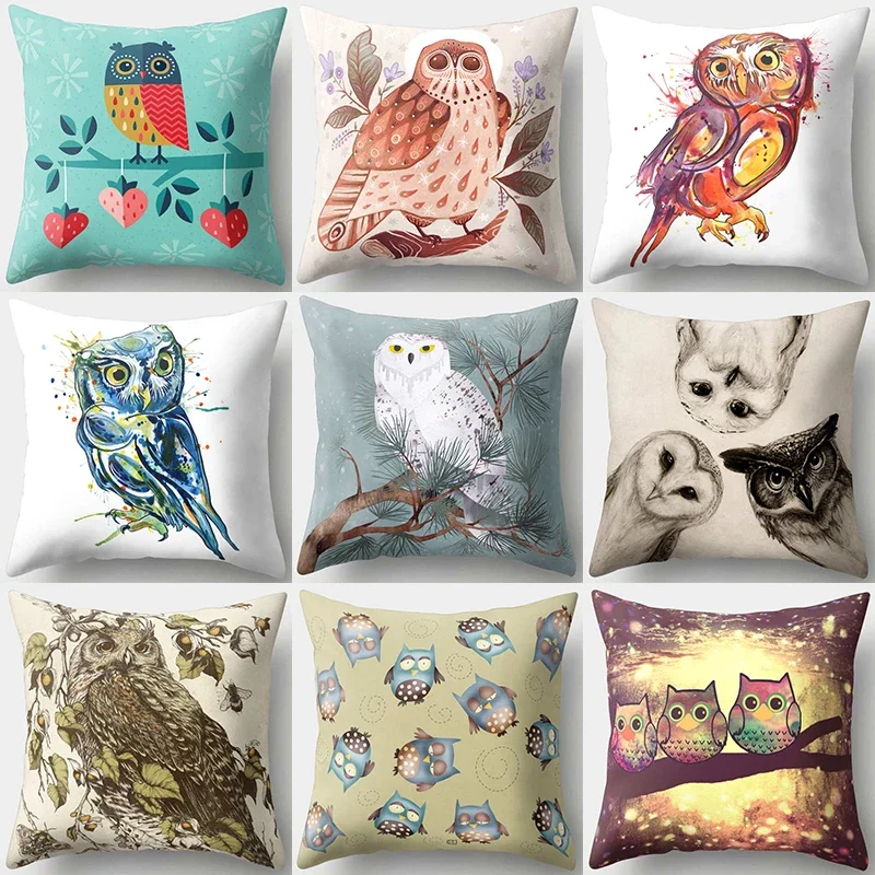 Cushion Cover pillowcase Sofa Decorative Pillowcase Cute Owl Pattern