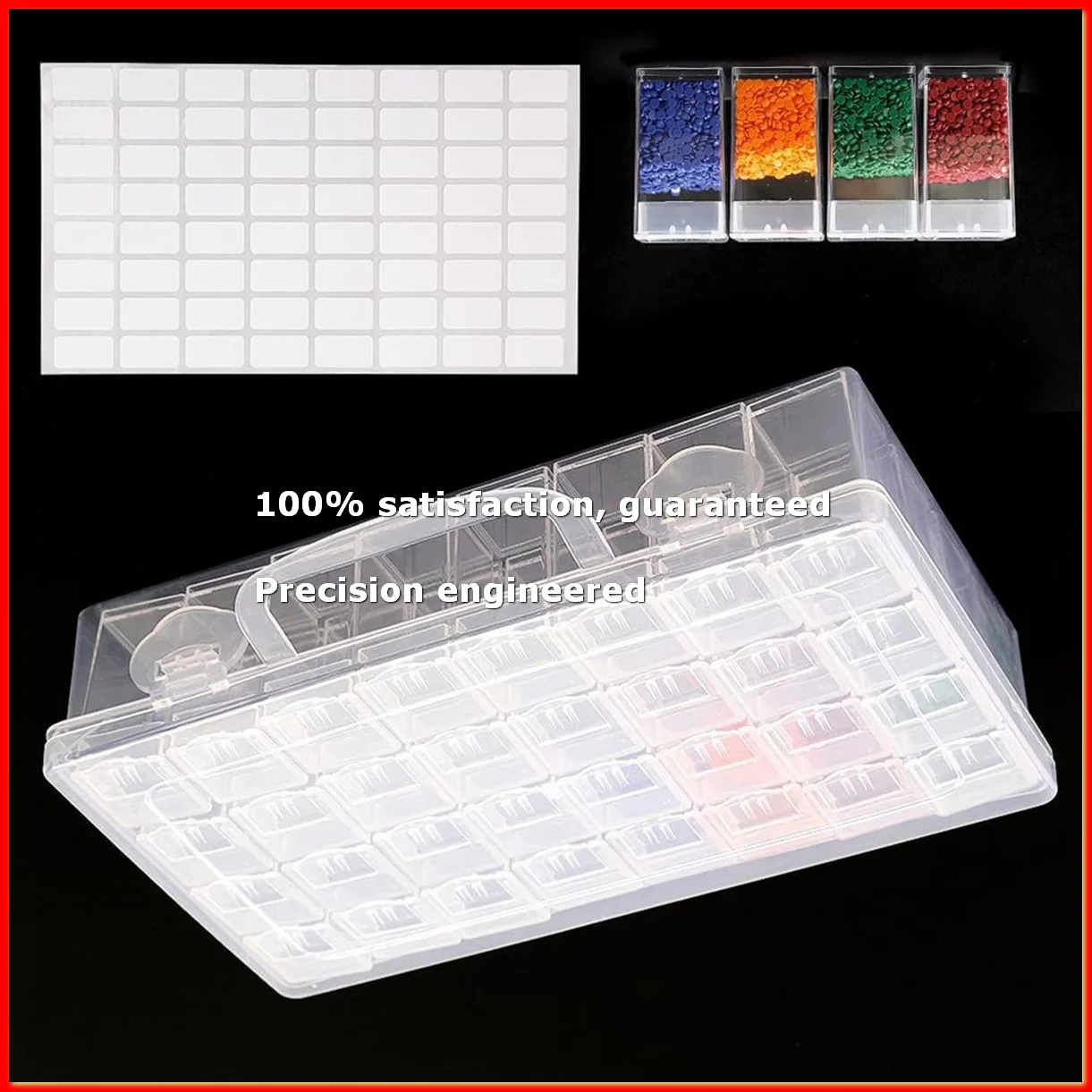 32 Grids Drill Storage Containers, Diamond Organizer Case Embroidery Beads Storage Box with Label-A79M