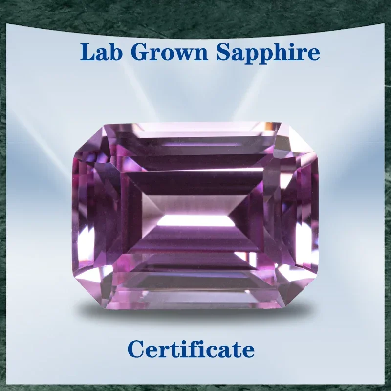 

Top Lab Grown Sapphire Pink Color Emerald Cut VVS1 Selectable AGL Certificate Gemstone Charms Beads DIY Jewelry Making Material