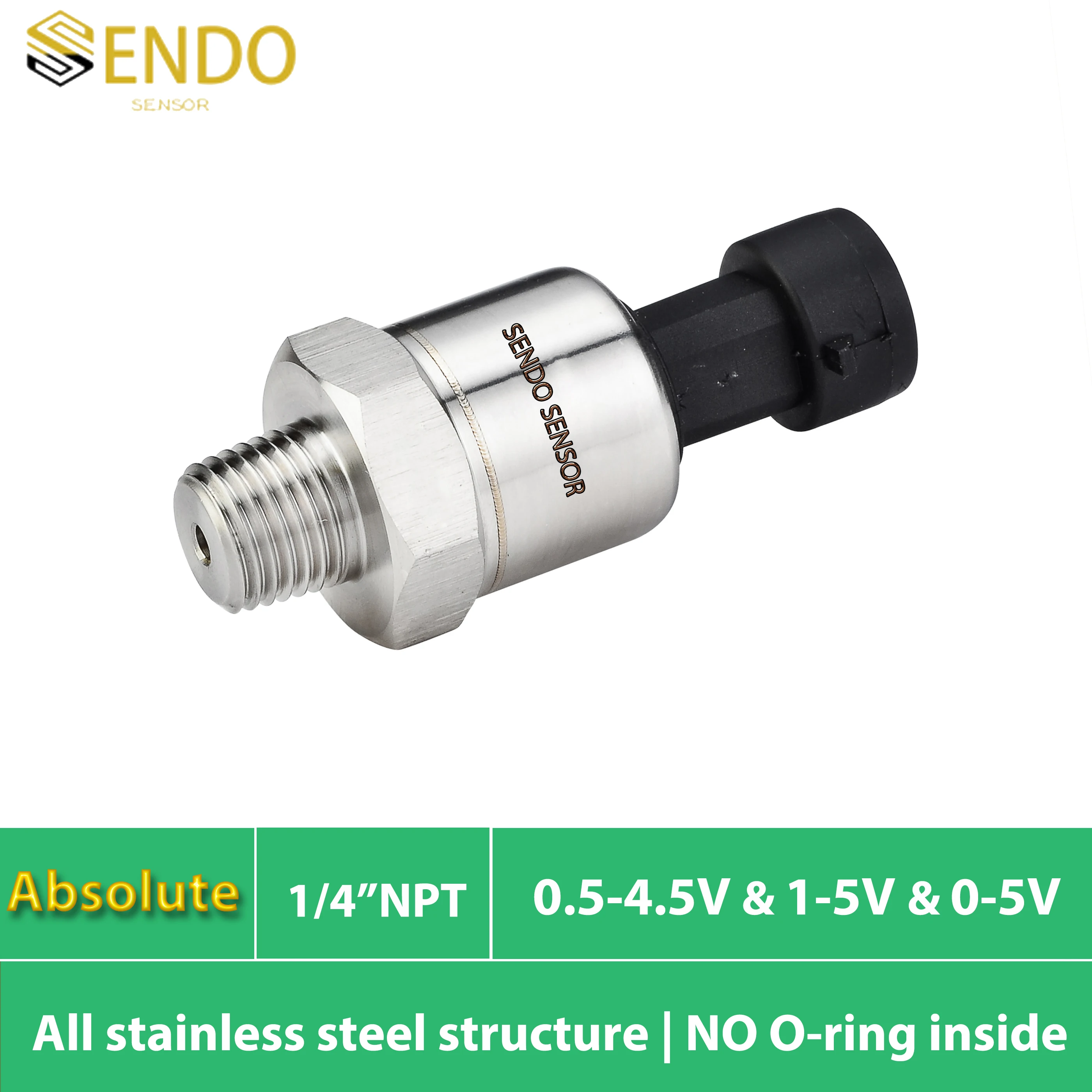 

Full weld structure pressure transmitter 0.5 4.5V 1 5V 0 5V signal 1 4 NPT thread AISI 316L diaphragm 150 psia 4bar abs 75psia