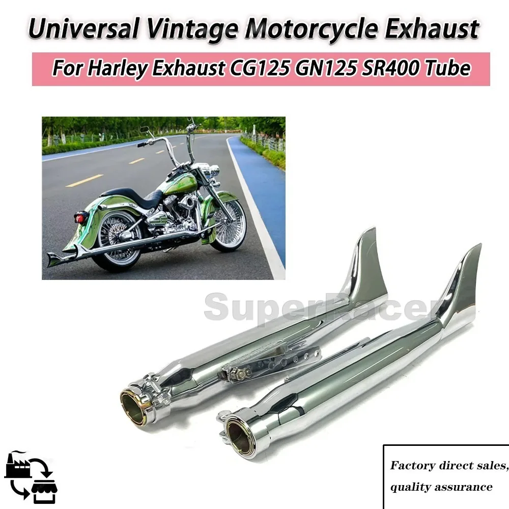 

Left Right Side Retro Motorcycle Exhaust Pipe Universal Fish Tail For Bobbers Racing Bike Chopper Cafe Racer Vintage Silencer