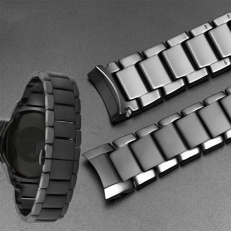 High Quality Matte Ceramic Watch Band For Armani AR1451 AR1452 Ceramic WatchStrap Women Men Bracelet Black Replacement 22MM 24MM