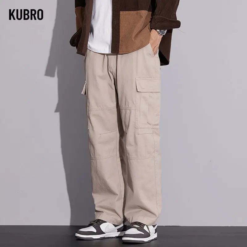 

Classic Style Cargo Pants Loose Men Autumn Winter Thick Casual Pants Fashion Pure Cotton Solid High Street Trousers High Quality