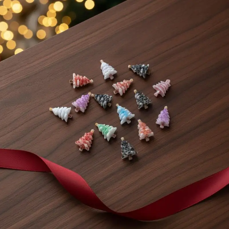 Resin Christmas Tree Nail Art Charms 30Pcs Cute Glitter Mini Crystal Ornaments for DIY Craft Holiday Manicure Nail Decoration