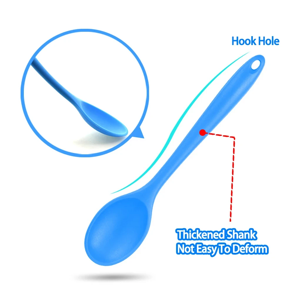 1Pc Soft Silicone Spoon Stirring Long Handle Tableware Cooking Utensils Ladle Kitchen Accessories