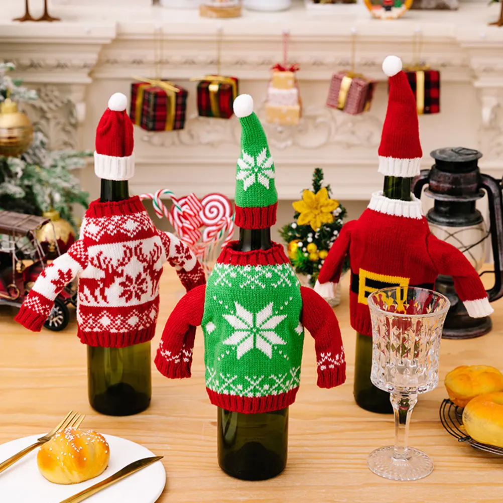 

Christmas Sweater Bottle Cover Red Deer Reusable Decorative Accessories Party Holiday DIY Christmas Decors Festive