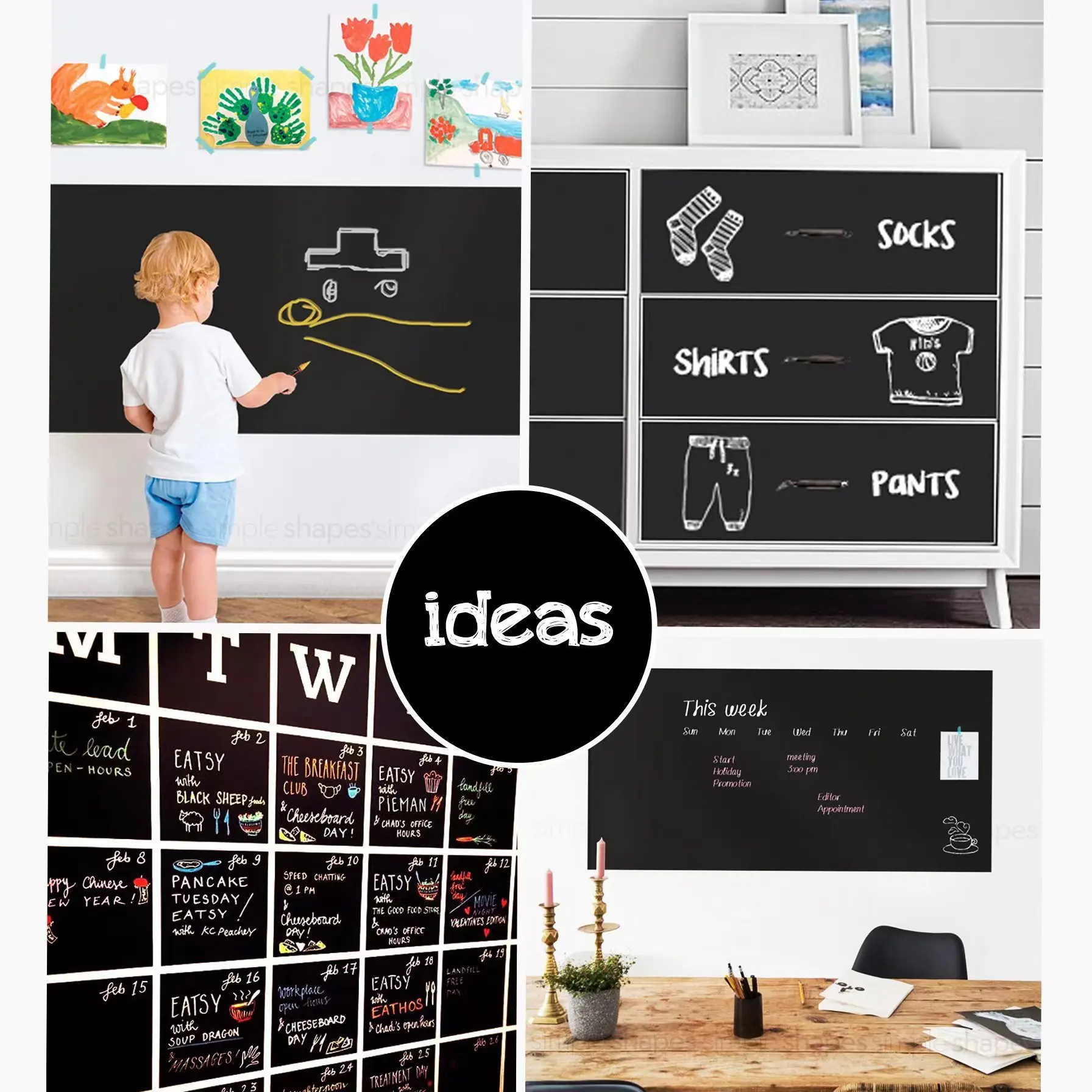 Chalk Board Wall Sticker Large Chalkboard Wallpaper For Wall Removable Self Adhesive Blackboard Stickers in Living Rooms  Office