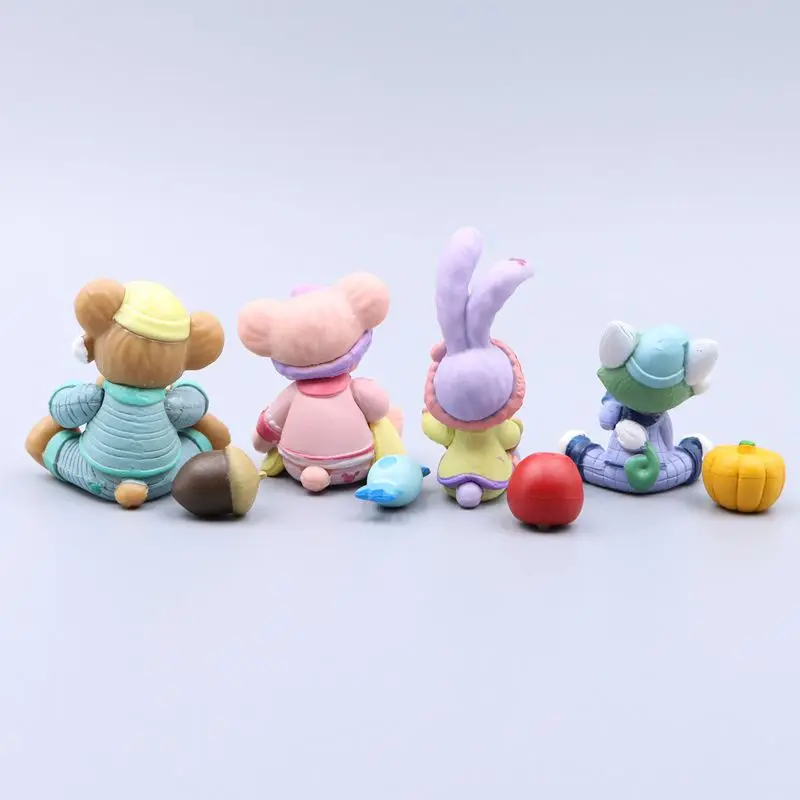 4Pcs Disney Duffy Action Figure Cartoon Toy Cute GK Model Collectible Anime Fashion Ornament Hobby Doll Kids Surprise Xmas Gifts