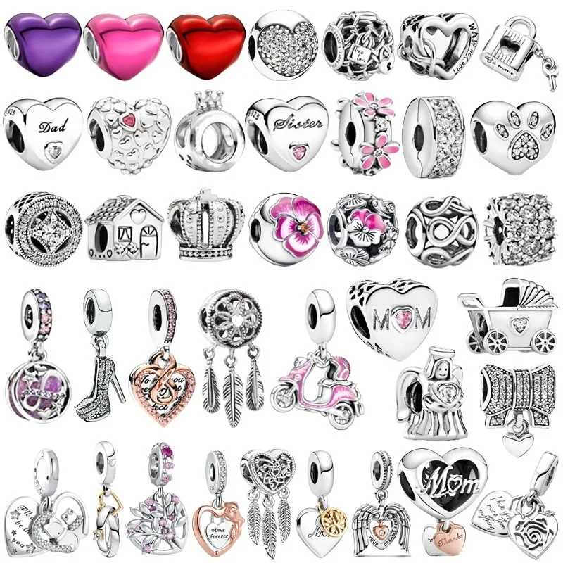 

Original 925 Sterling Silver Plated Forever Family Motorcycle Cherry Charms Beads for Pandora DIY Bracelet Women Jewellery Gift