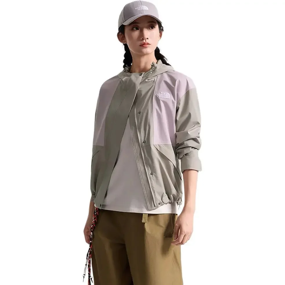 THE NORTH FACE Reign‑On Women Relaxed Fit Hard Shell Full Zip Hooded Long Sleeve Windproof Hiking Outdoor Outerwear NF0A8J6Y‑0EX