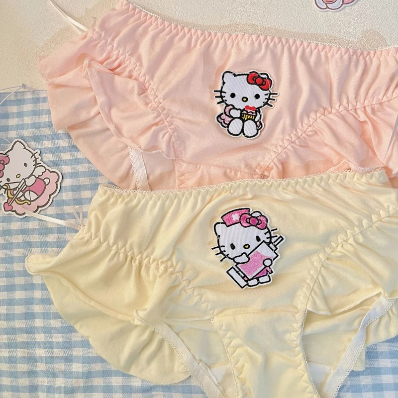 

Hello Kitty Cute Kawaii Sanrio Peripheral Cartoon Cute Sexy Lace Panties Creative Sexy Y2k Low-waist Briefs Bikini Girls Gift