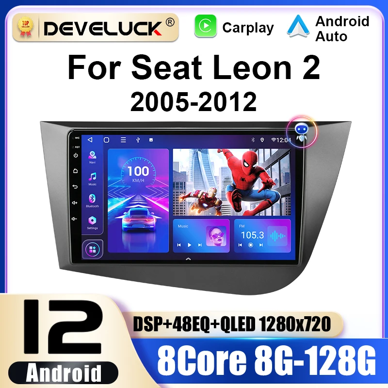 2 Din Android 12 Car Radio For Seat Leon 2 2005 - 2012 Multimedia Video Player GPS 4G Carplay Auto Stereo RDS IPS DVD Head Unit