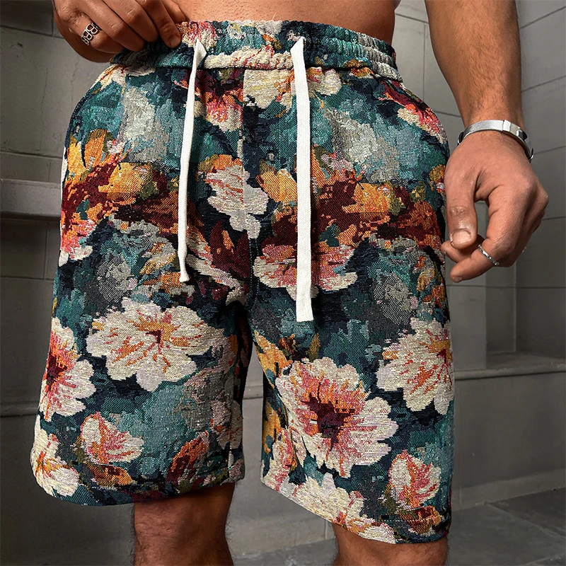 

TRAF Практичный и модный выбор Мужские повседневные шорты с цветочным принтом Высококачественная ткань подходит для повседневных путешествий